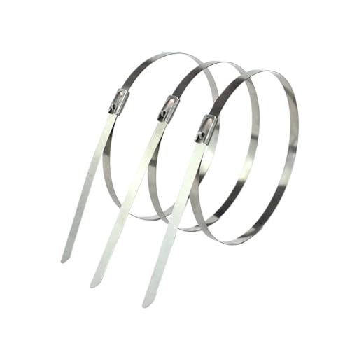 Edelstahl-Kabelbinder, 20 Stück, Edelstahl-Kabelbinder, Auspufffolie, selbstsichernd, Mehrzweck-Metall-Verriegelungsbinder, ordentlicher Kabel-Organizer (300 mm) von JCXIOC