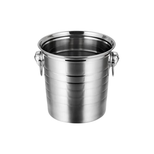 Eiskühler 1/3/5L Edelstahl Eiskübel Champagner Weinkühler Eismaschine Eimer for Bar Partys Kühlen Bier Snack Container(B-Medium-5L) von JCXIOC
