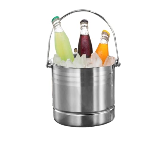 Eiskühler Eiskübel mit Griff, isolierter Getränkebehälter, Serviereimer for Snacks, hält länger, Edelstahl-Sektkübel for Buffet-Grill(Argent) von JCXIOC