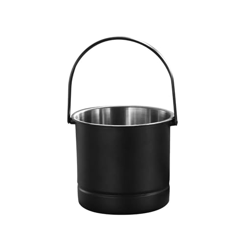 Eiskühler Eiskübel mit Griff, isolierter Getränkebehälter, Serviereimer for Snacks, hält länger, Edelstahl-Sektkübel for Buffet-Grill(Black) von JCXIOC