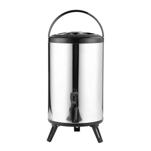 Eiskühler Isolierter Getränkespender aus Edelstahl, 6 l/8 l, mit Wasserhahn, Milchtee-Eimer, ideal for Wasser, Milch, Tee, Kaffee(6L) von JCXIOC