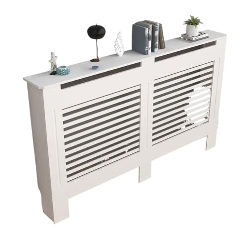 Heizkörperverkleidung Großer MDF-Schrank, horizontales oder vertikales Grilldesign mit Halterungen for Heizungen und Kamine, stilvolles Zuhause(White Horizontal L) von JCXIOC