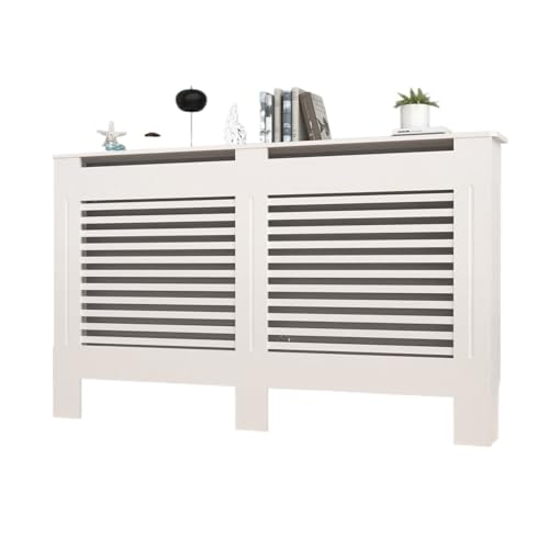 Heizkörperverkleidung Großer MDF-Schrank, horizontales oder vertikales Grilldesign mit Halterungen for Heizungen und Kamine, stilvolles Zuhause(White Horizontal XL) von JCXIOC