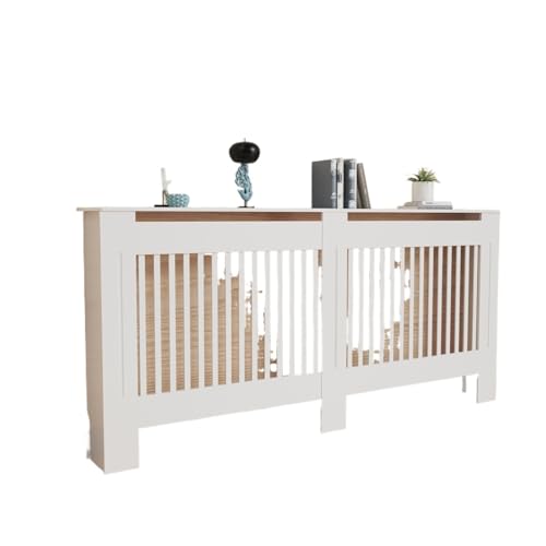 Heizkörperverkleidung Großer MDF-Schrank, horizontales oder vertikales Grilldesign mit Halterungen for Heizungen und Kamine, stilvolles Zuhause(White Vertical L) von JCXIOC