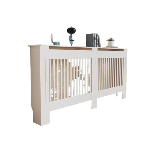 Heizkörperverkleidung Großer MDF-Schrank, horizontales oder vertikales Grilldesign mit Halterungen for Heizungen und Kamine, stilvolles Zuhause(White Vertical XL) von JCXIOC