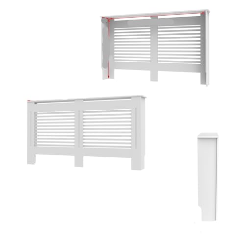Heizkörperverkleidung Heizkörperabdeckung aus Holz, modern, hohes Heizkörperregal, große Heizkörperabdeckungen, horizontale Lamellen, Heizkörper-Staubschutz(L) von JCXIOC