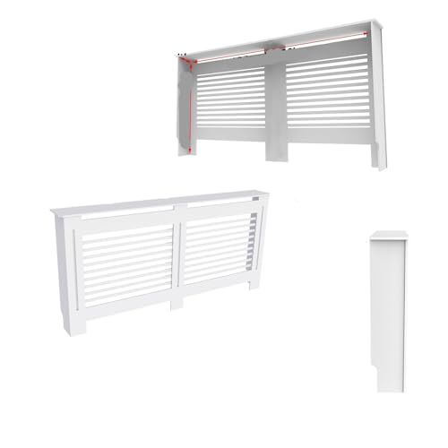 Heizkörperverkleidung Heizkörperabdeckung aus Holz, modern, hohes Heizkörperregal, große Heizkörperabdeckungen, horizontale Lamellen, Heizkörper-Staubschutz(XL) von JCXIOC