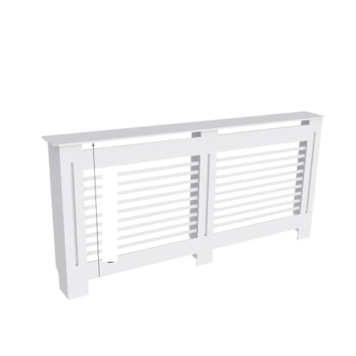Heizkörperverkleidung Hohe Heizkörperabdeckung, Moderne Lamellen-Vertikal-Heizkörperabdeckung, MDF-Schrank, Heizkörper, Regal for Schlafzimmer-Wohnzimmer-Heizkörper(White Horizontal L) von JCXIOC