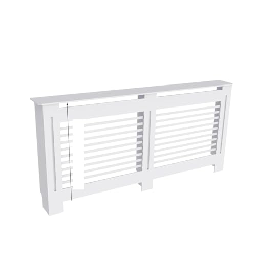Heizkörperverkleidung Hohe Heizkörperabdeckung, Moderne Lamellen-Vertikal-Heizkörperabdeckung, MDF-Schrank, Heizkörper, Regal for Schlafzimmer-Wohnzimmer-Heizkörper(White Horizontal XL) von JCXIOC