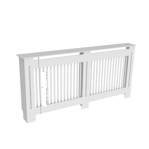 Heizkörperverkleidung Hohe Heizkörperabdeckung, Moderne Lamellen-Vertikal-Heizkörperabdeckung, MDF-Schrank, Heizkörper, Regal for Schlafzimmer-Wohnzimmer-Heizkörper(White Vertical XL) von JCXIOC