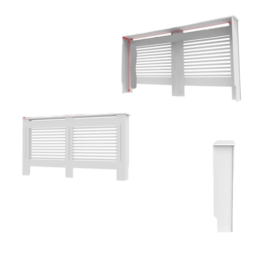 Heizkörperverkleidung Moderner vertikaler/horizontaler Schrank mit Grill und Regal. Stilvolle Sicherheitslösung for zu Hause(White Horizontal L) von JCXIOC