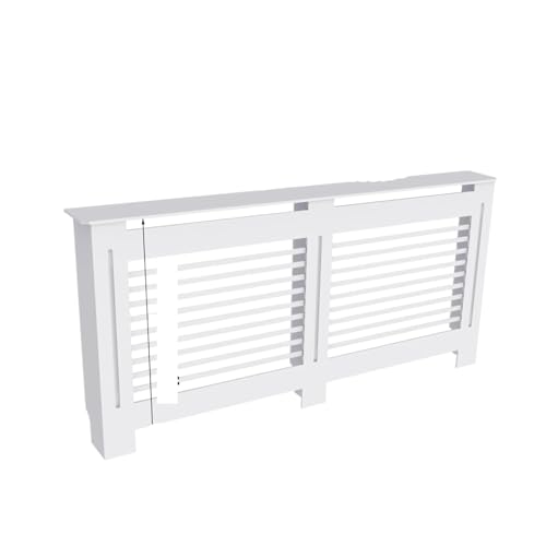 Heizkörperverkleidung Moderner vertikaler/horizontaler Schrank mit Grill und Regal. Stilvolle Sicherheitslösung for zu Hause(White Horizontal XL) von JCXIOC