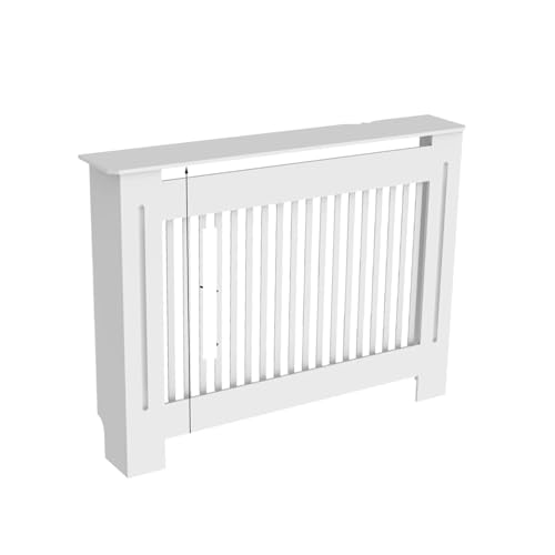 Heizkörperverkleidung Moderner vertikaler/horizontaler Schrank mit Grill und Regal. Stilvolle Sicherheitslösung for zu Hause(White Vertical M) von JCXIOC
