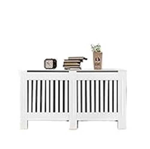 Heizkörperverkleidung Painted MDF Cabinet with Vertical Slats, High Wooden Shelf for Heating(L) von JCXIOC
