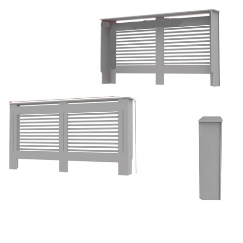 Heizkörperverkleidung Stilvoller Schrank mit Grillplatte, integriertem Regal for Heizgeräte und Kamine, moderne Sicherheitslösung for das Zuhause(Gray Horizontal L) von JCXIOC