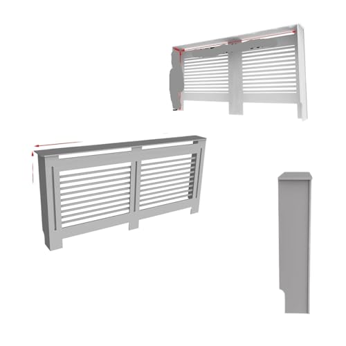 Heizkörperverkleidung Stilvoller Schrank mit Grillplatte, integriertem Regal for Heizgeräte und Kamine, moderne Sicherheitslösung for das Zuhause(Gray Horizontal XL) von JCXIOC