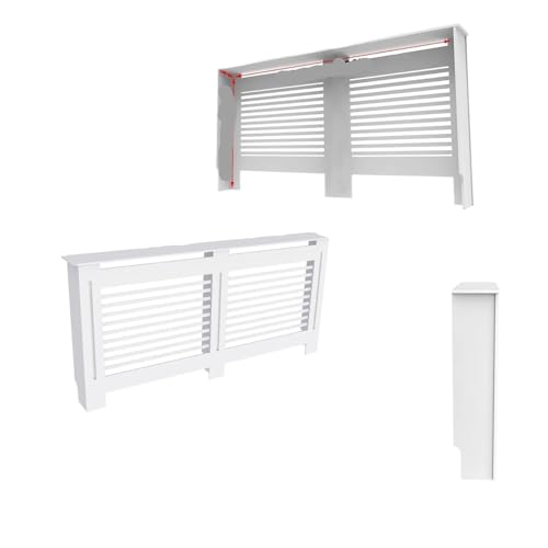 Heizkörperverkleidung Stilvoller Schrank mit Grillplatte, integriertem Regal for Heizgeräte und Kamine, moderne Sicherheitslösung for das Zuhause(White Horizontal L) von JCXIOC