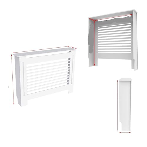 Heizkörperverkleidung Stilvoller Schrank mit Grillplatte, integriertem Regal for Heizgeräte und Kamine, moderne Sicherheitslösung for das Zuhause(White Horizontal M) von JCXIOC