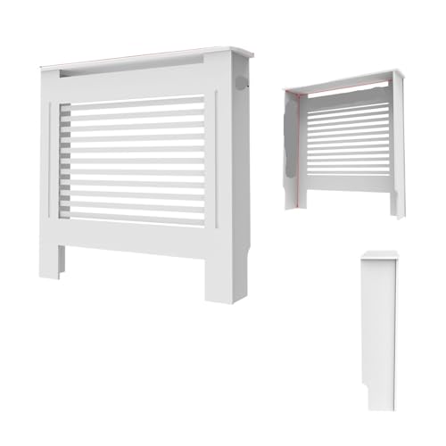 Heizkörperverkleidung Stilvoller Schrank mit Grillplatte, integriertem Regal for Heizgeräte und Kamine, moderne Sicherheitslösung for das Zuhause(White Horizontal S) von JCXIOC