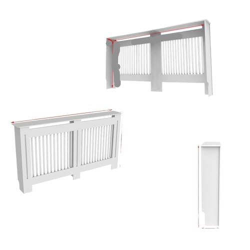 Heizkörperverkleidung Stilvoller Schrank mit Grillplatte, integriertem Regal for Heizgeräte und Kamine, moderne Sicherheitslösung for das Zuhause(White Vertical L) von JCXIOC