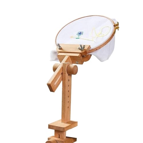 JCXIOC Stickrahmen-Ständer für Kreuzstich 360 Grad Rotation Einstellbare Holz Stickerei Hoop Desktop Stehen Kreuz Stich Rack Rahmen Ringe(02-with 15CM Hoop) von JCXIOC