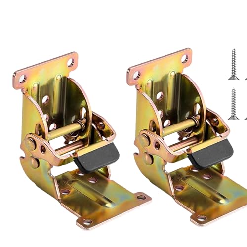 Klappscharnier mit Verriegelung 2 stücke Möbel Bein Scharniere Tisch Fuß Klapp Scharnier Multi-Winkel Verdickt Schaukel Tür 90 Grad Self-Locking scharnier Accessy(2Pcs Gold) von JCXIOC