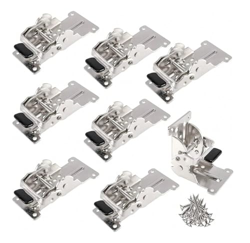 Klappscharnier mit Verriegelung 8er-Pack 90-Grad-Klapptischbeinhalterungen, Verriegelungsverlängerungs-Stützhalterung, Hochleistungs-Klapphalterungen, faltbare Selbstverriegelung(Silver) von JCXIOC