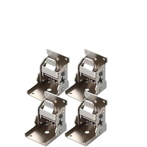 Klappscharnier mit Verriegelung Die robuste Klapphalterung mit 90-Grad-Selbstverriegelungsscharnieren for Tischbeine und Leisten, 330 Pfund pro Stück(Silvery-4PCS) von JCXIOC