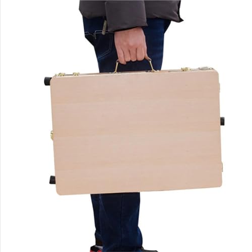Tragbare Malbox mit Zeichenbrett Tragbare Kunststaffelei aus Holz mit Aufbewahrungs-Skizzenbox, verstellbares Stativ, Malpalettenbrett for Künstler, Schule, Anfänger, Maler von JCXIOC