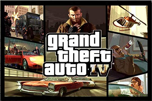 RUIYANMQ Leinwand Bilder GTA 5 Spiel Vintage Kunstdruck Poster Wandbilder Für Wohnkultur Kj46T 40X60Cm Rahmenlos von RUIYANMQ