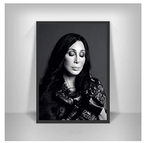 RUIYANMQ Leinwandbild Cher Poster Wandkunst Gedruckte Poster Schwarzweiß Leinwand Wandbilder Für Wohnzimmer Wohnkultur Jh3Aj 40X60Cm Rahmenlos von RUIYANMQ