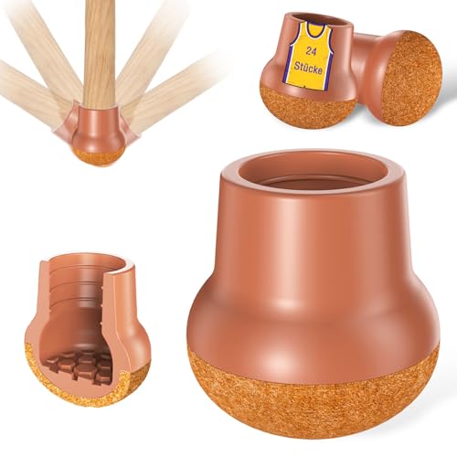 JCrunaway Stuhlbeinkappen Rund Stuhlbeinschoner 24 Stücke,Kugelförmig Schutzkappen für Schräge/Senkrechte Stuhlbeine Durchmesser von 19-24mm,Verschleißfeste Filzgleiter für Stühle/Tisch JCrunaway Stuhlbeinkappen Rund Stuhlbeinschoner 24 Stücke,Kugelförmig Schutzkappen für Schräge/Senkrechte Stuhlbeine Durchmesser von 19-24mm,Verschleißfeste Filzgleiter für Stühle/Tisch von JCrunaway