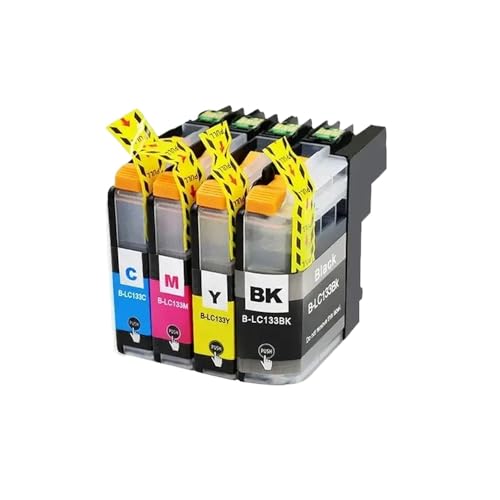 JCxYGAP Kompatibel mit 4Color LC133 Ink-Patrone MFC-J245 MFC-J470DW MFC-J475DW MFC-J650DW MFC-J870DW MFC-J4410DW(1 Set) von JCxYGAP