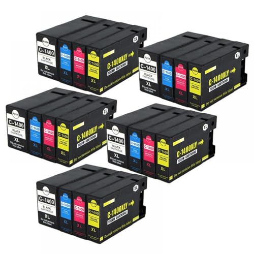 JCxYGAP Kompatibel mit 4Color PGI1400 PGI-1400XL Tintenpatralge Maxify MB2040 MB2340 MB2140 MB2740 Drucker PGI-1400 1400(5 Set) von JCxYGAP