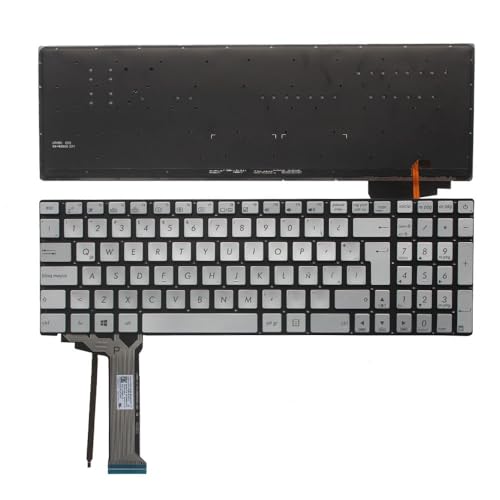 JCxYGAP ZX50JX ZX50VW ZX50VX ZX70VW ZX70 ZX70V Compatible Laptop -Tastatur mit lateinamerikanischem Layout -Backbeleuchtung Silber La -Tastatur Austausch von JCxYGAP