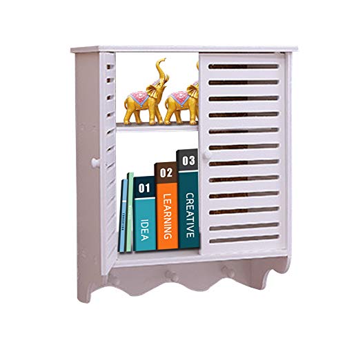 JDBDU Hängeschrank Bad, 2-Tiers Weiß Küchenhängeschränke Kosmetik Medizinschrank Hängend Badschrank Badezimmerschrank Wandschrank, 37 x 20 x 40,8 cm von JDBDU
