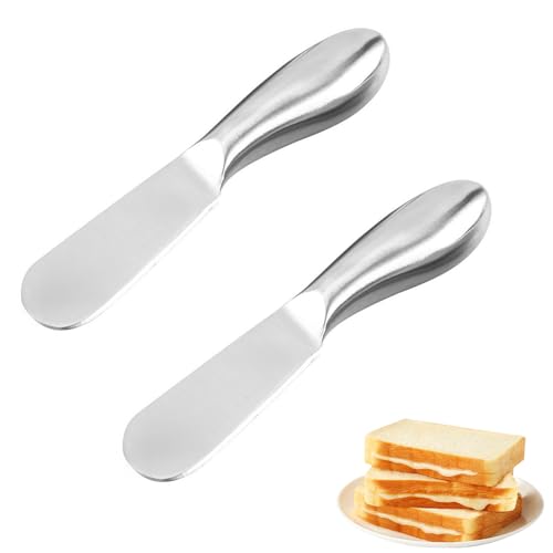 JDCMEI 2 Stück Buttermesser, Kleine Brot Creme Messer Käsemesser Edelstahl Dessertmesser Set Dessertmesser Edelstahlr Marmeladenmesser für Butter, Käse und Gebäckherstellung 13.5x2.3cm von JDCMEI