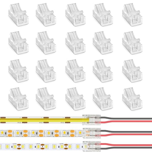 JDCMEI 20 Stück 2 Pin 8 mm COB LED Verbinder, 2-poliger LED-COB-Streifen-Verbinder, Transparenter Lötfreier LED-Linghting-Adapter, LED Lötfrei Streifenverbinder für COB/SMD-LED-Streifen JDCMEI 20 Stück 2 Pin 8 mm COB LED Verbinder, 2-poliger LED-COB-Streifen-Verbinder, Transparenter Lötfreier LED-Linghting-Adapter, LED Lötfrei Streifenverbinder für COB/SMD-LED-Streifen von JDCMEI