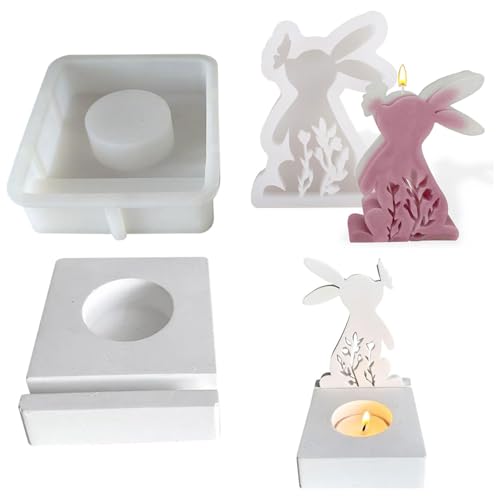 JDCMEI Silikonform Ostern Hase, Silikonformen Gießformen Ostern, Osterhase zum Gießen, Kaninchen Silikonform Giessform für DIY Osterdeko Handwerk von JDCMEI