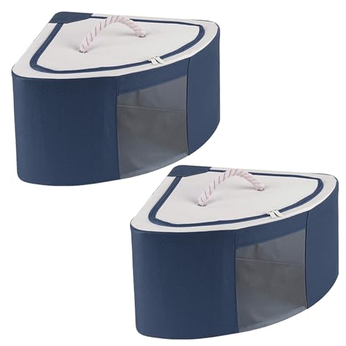 2 Stück Oxford-Stoff-Eck-Aufbewahrungsbox, Faltbare Aufbewahrungsbehälter mit Deckel, Eck-Aufbewahrungsbox aus Stoff, Platzsparender Eck-Aufbewahrungsbehälter für Schrank,(Marineblau-L) von JDEFARF