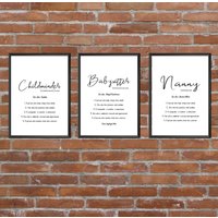 Tagesmutter | Babysitter Nanny Personalisiert Print Danke Geschenk von JDFPrinting