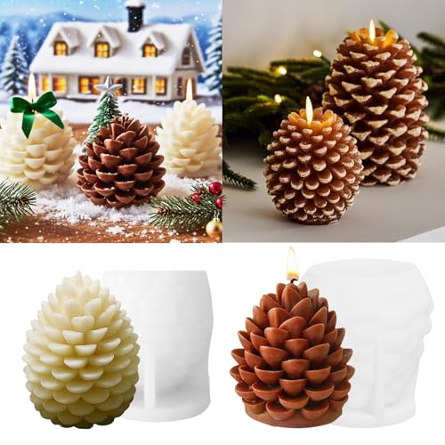 2 x Weihnachts-Tannenzapfen-Silikon-Kerzenformen, 3D-Tannenzapfen, Kerzenformen für Kerzen, Seife, Wachs, Epoxidharz, Gießen, Polymerton, Fondant, Schokolade, Kuchen, Geschenk, Weihnachten, Party 2 x Weihnachts-Tannenzapfen-Silikon-Kerzenformen, 3D-Tannenzapfen, Kerzenformen für Kerzen, Seife, Wachs, Epoxidharz, Gießen, Polymerton, Fondant, Schokolade, Kuchen, Geschenk, Weihnachten, Party von JDH Silicone