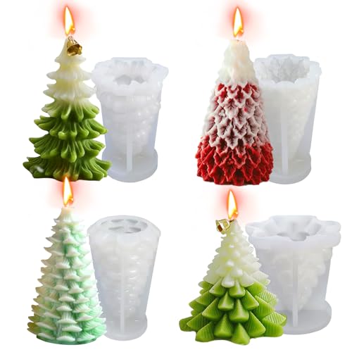 Weihnachtsbaum-Silikonform, 3D-Kerzenformen für Kerzenherstellung, Baumförmige Silikon-Epoxidharz-Form für DIY, Wachs, Kerzen, Seife, Kunst, Handwerk, Kuchen, Schokolade, Heimdekoration, 4 Stück Weihnachtsbaum-Silikonform, 3D-Kerzenformen für Kerzenherstellung, Baumförmige Silikon-Epoxidharz-Form für DIY, Wachs, Kerzen, Seife, Kunst, Handwerk, Kuchen, Schokolade, Heimdekoration, 4 Stück von JDH Silicone