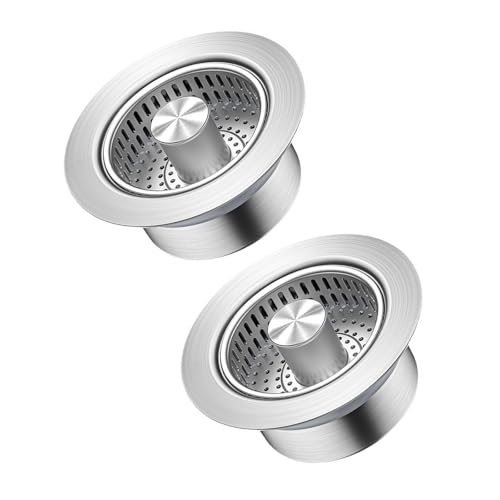 Anticlog Küchenspüle Sieb 2pack Stahlnetze Abflussfänger Allgemein Größe Konstruktion Weiter Abflusssieb Küchenspüle, 3-in-1 Pop-Up Edelstahl Abflussstopfen, Spülbecken Sieb mit Filterkorb von JDIEOQA