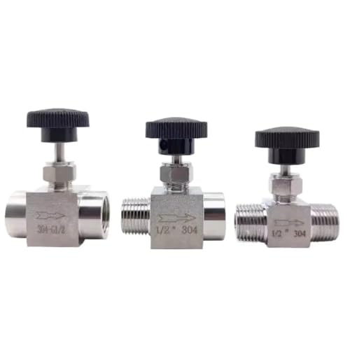 Gerade/Winkelstück NPT Männlich Weiblich Nadelventil Kran 304 Edelstahl Flow Control 1Pcs(1/8",NPT_STRAIGHT_MALE-FEMALE) von JDILFUNU