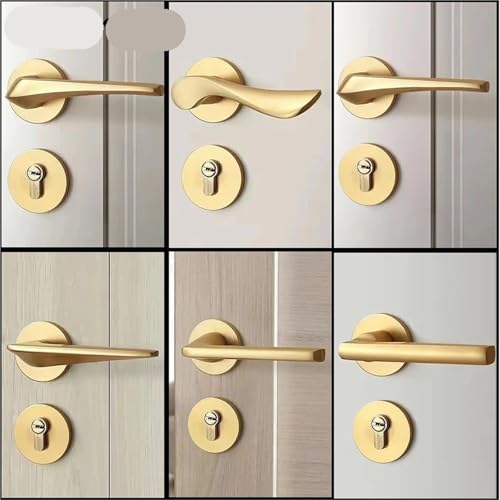 JDILFUNU Goldener Türgriffsatz for den Innenbereich, einfaches magnetisches Türschloss aus Aluminiumlegierung, for Schlafzimmer, Holztür, stummer Türgriff, 1 Stück(B-Style) von JDILFUNU