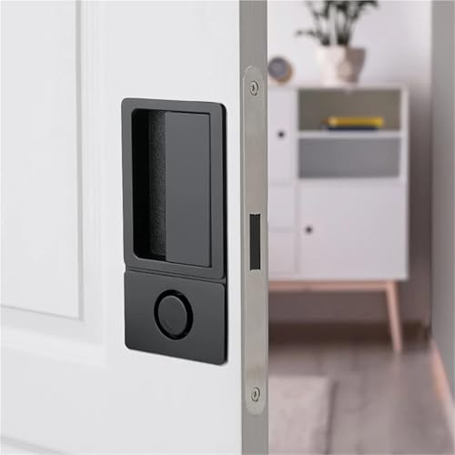 JDILFUNU Griffloses Flachschloss, Schlafzimmer, magnetischer versenkter Türgriff, leises Push-Pull, schwarz, unsichtbares Schiebetürschloss for Badezimmer, 1 Stück(Black) von JDILFUNU