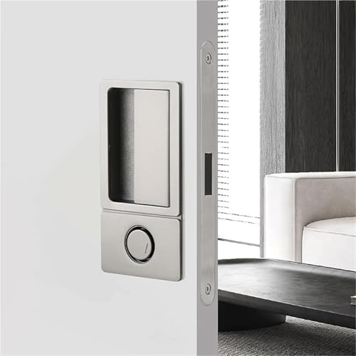 JDILFUNU Griffloses Flachschloss, Schlafzimmer, magnetischer versenkter Türgriff, leises Push-Pull, schwarz, unsichtbares Schiebetürschloss for Badezimmer, 1 Stück(Silver) von JDILFUNU