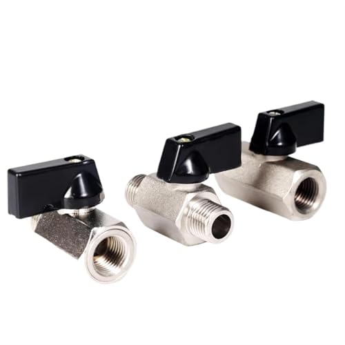 Messing-Kugelhahn, Luftkompressor, Absperrventil, Gewinde männlich zu weiblich, 5 Stück(1/2",5 PCS_BLACK_FEMALE TO FEMALE) von JDILFUNU