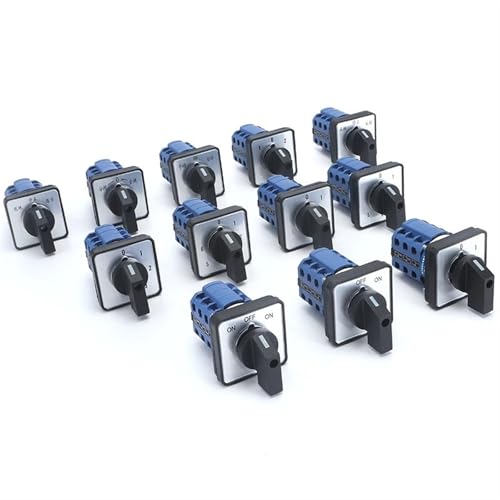 SZW26/LW26-20, 20 A, 660 V, 64 x 64 mm, 48 x 48 mm, 3-polig, 12 Schrauben, Leistungsauswahl, Nockenschalter, 1 Stück (D303.3, 1, 0, 2, 48 x 48 mm) von JDILFUNU